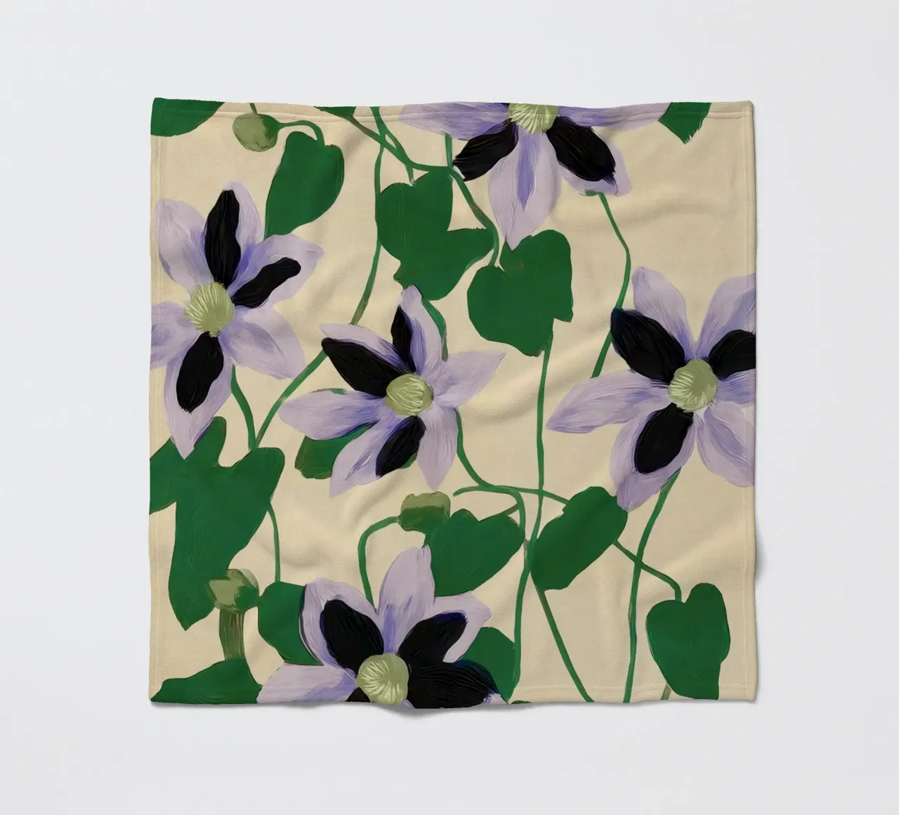 Clematis Botanical Illustration coperta in pile da Flow Line
