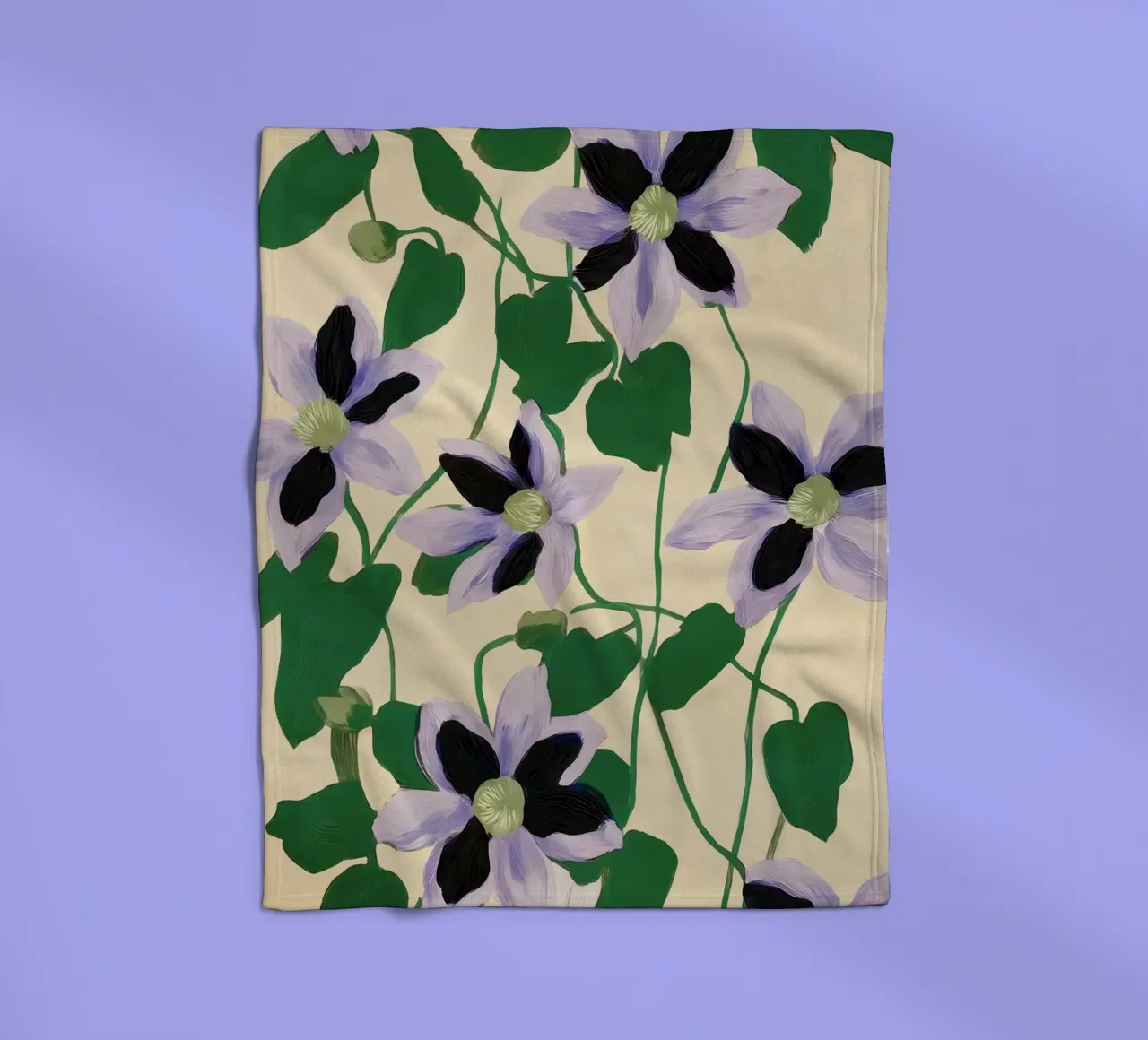 Clematis Botanical Illustration coperta in pile da Flow Line
