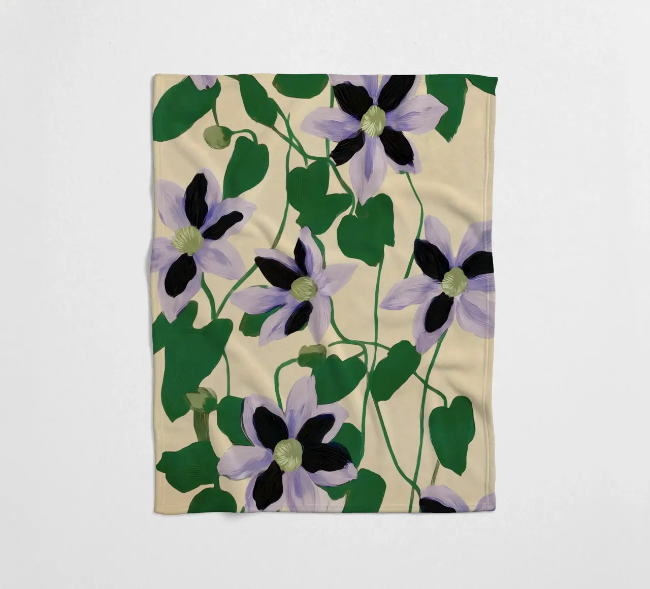 Clematis Botanical Illustration coperta in pile da Flow Line