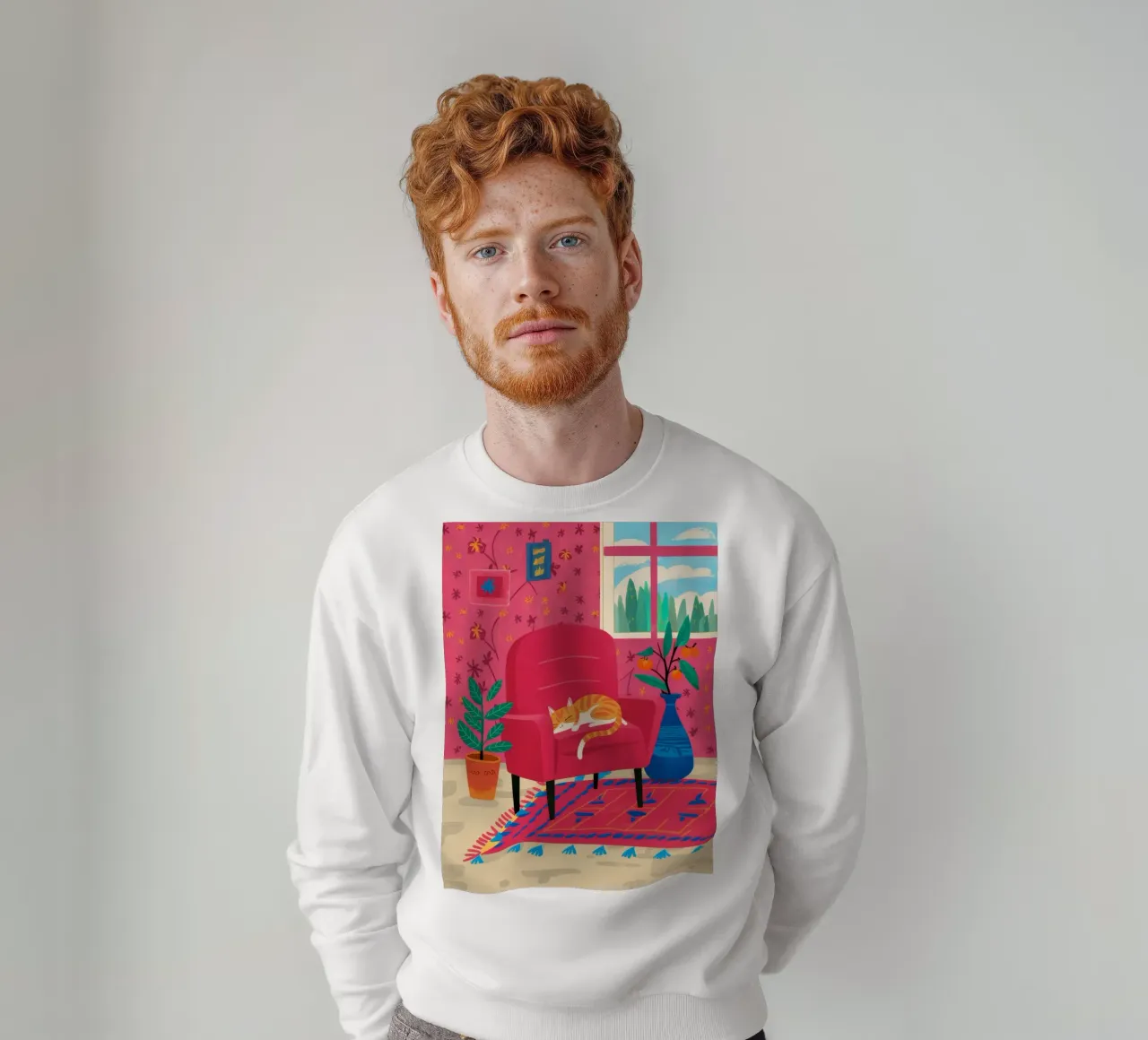 Sedia rossa Cat Repose felpa da Tiga Bersama