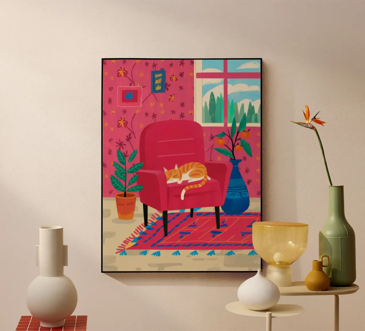 Sedia rossa Cat Repose plexiglass da Tiga Bersama