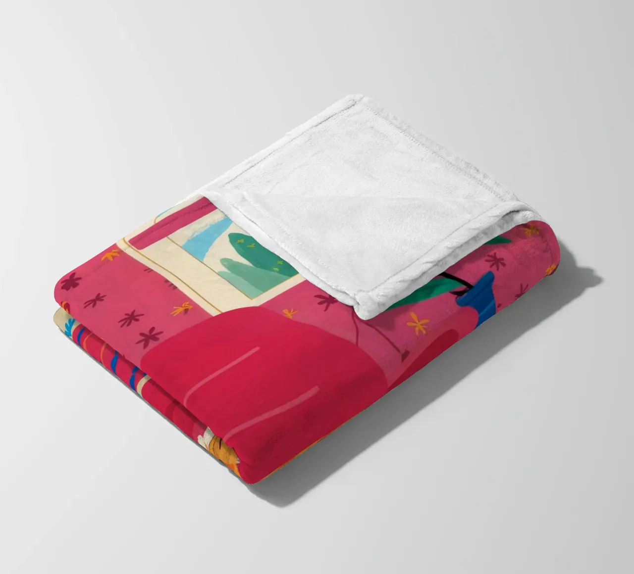 Sedia rossa Cat Repose coperta in pile da Tiga Bersama