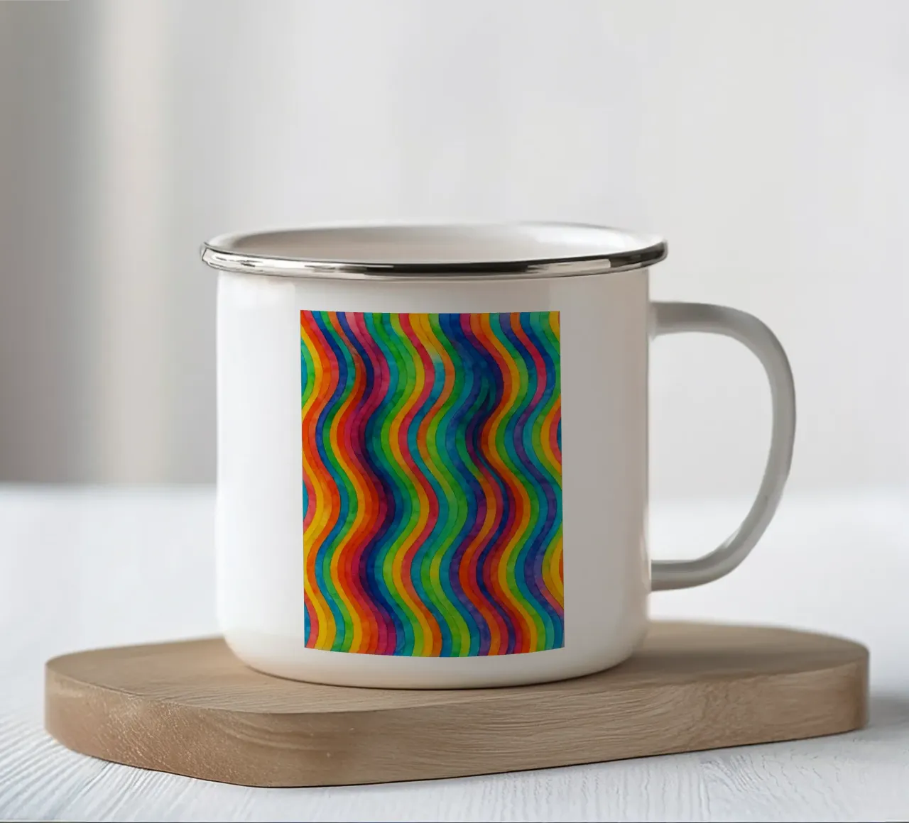 linea d'onda geometrica astratta tazza in smalto da arkhanz