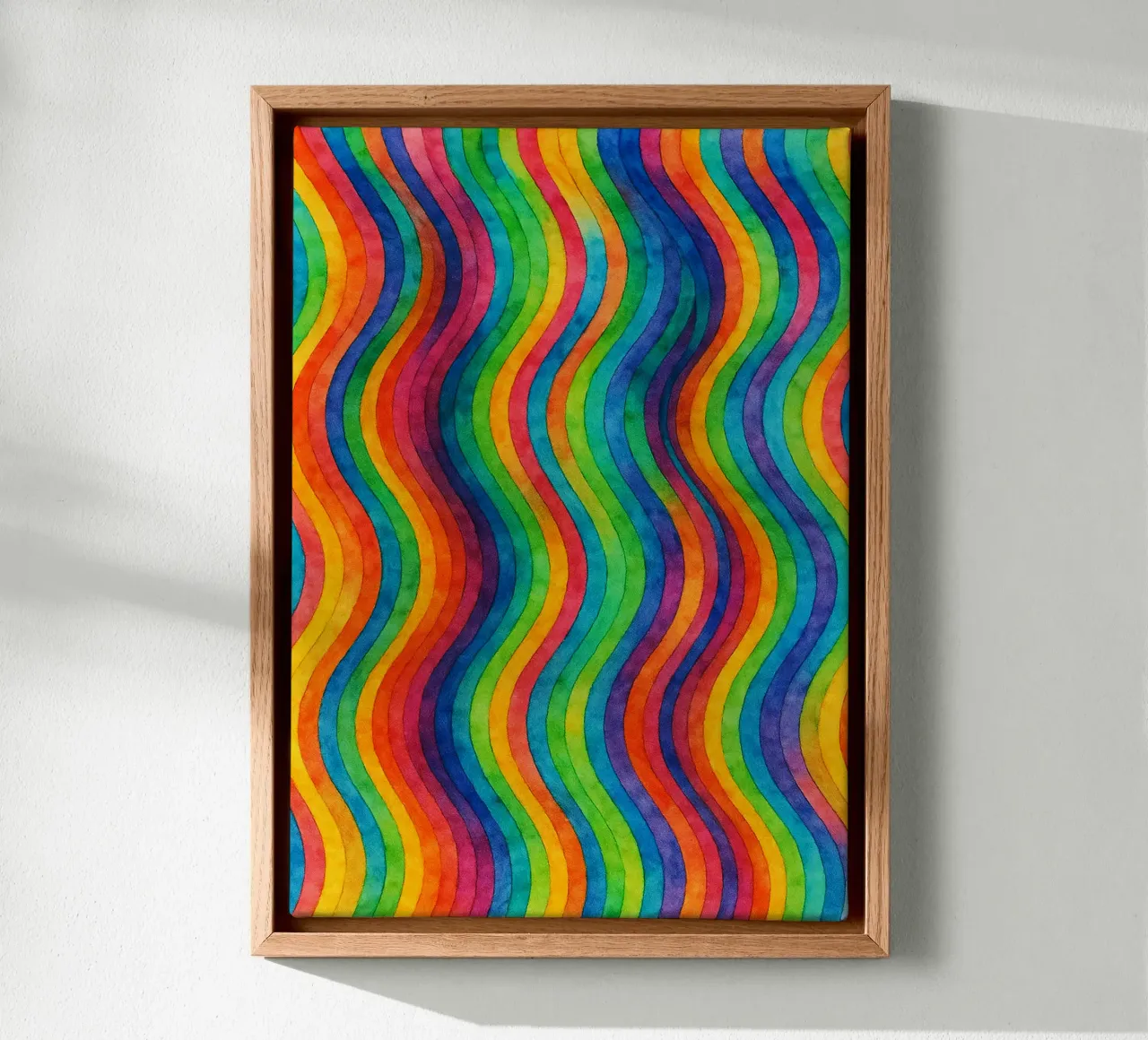 abstract geometric wave line canvas with Floater frame by arkhanz