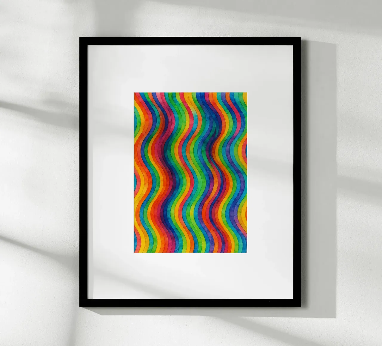 linea d'onda geometrica astratta poster con telaio in legno da arkhanz
