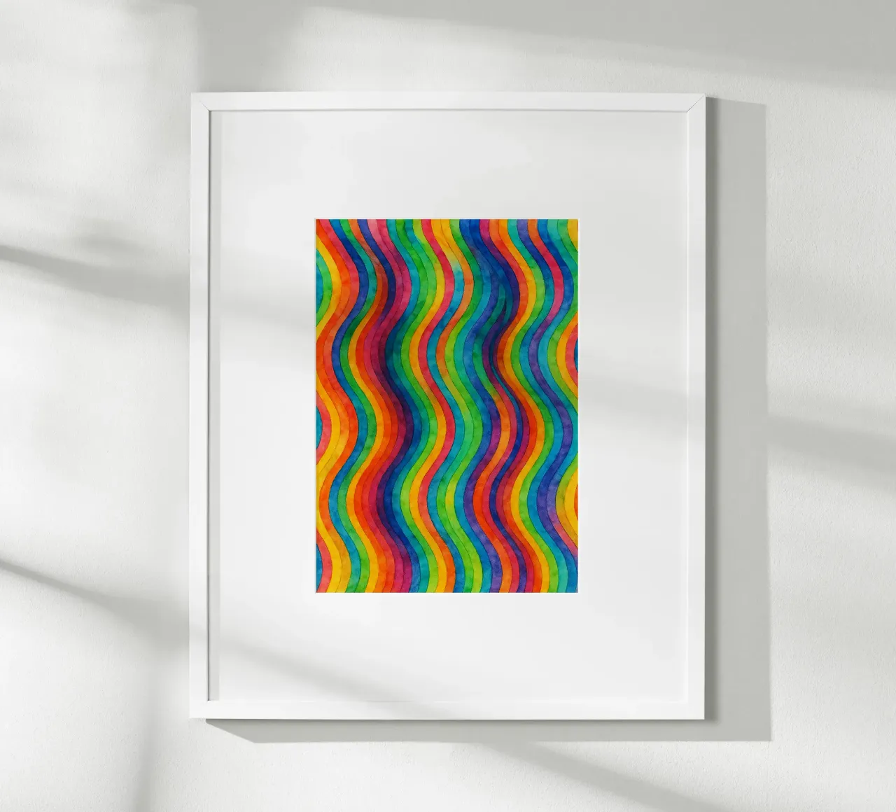linea d'onda geometrica astratta poster con telaio in legno da arkhanz