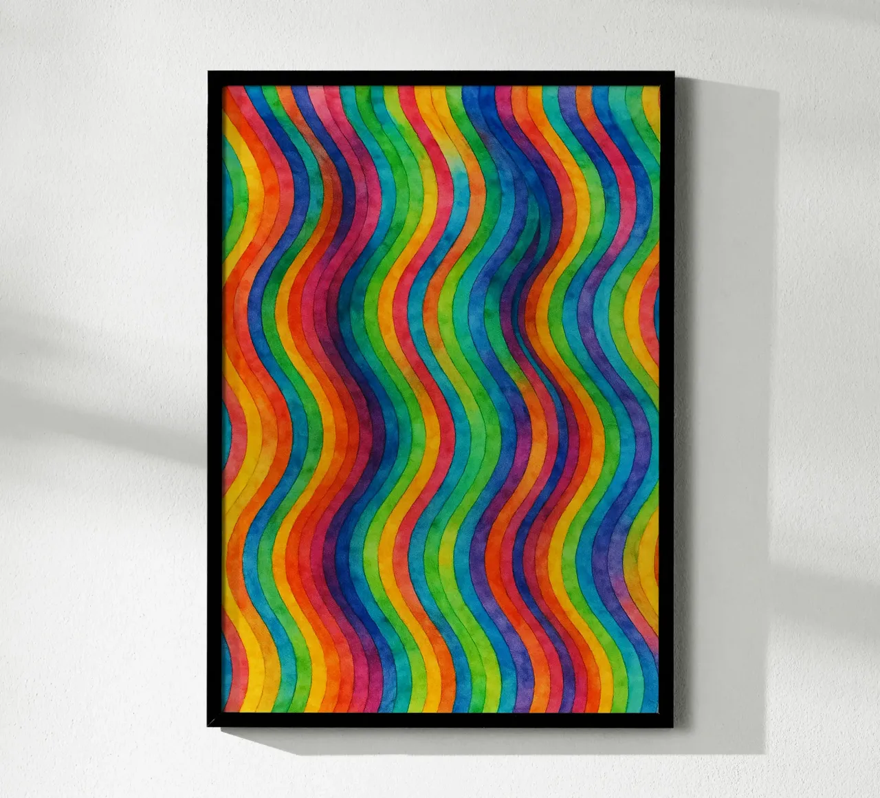 linea d'onda geometrica astratta poster con telaio in legno da arkhanz
