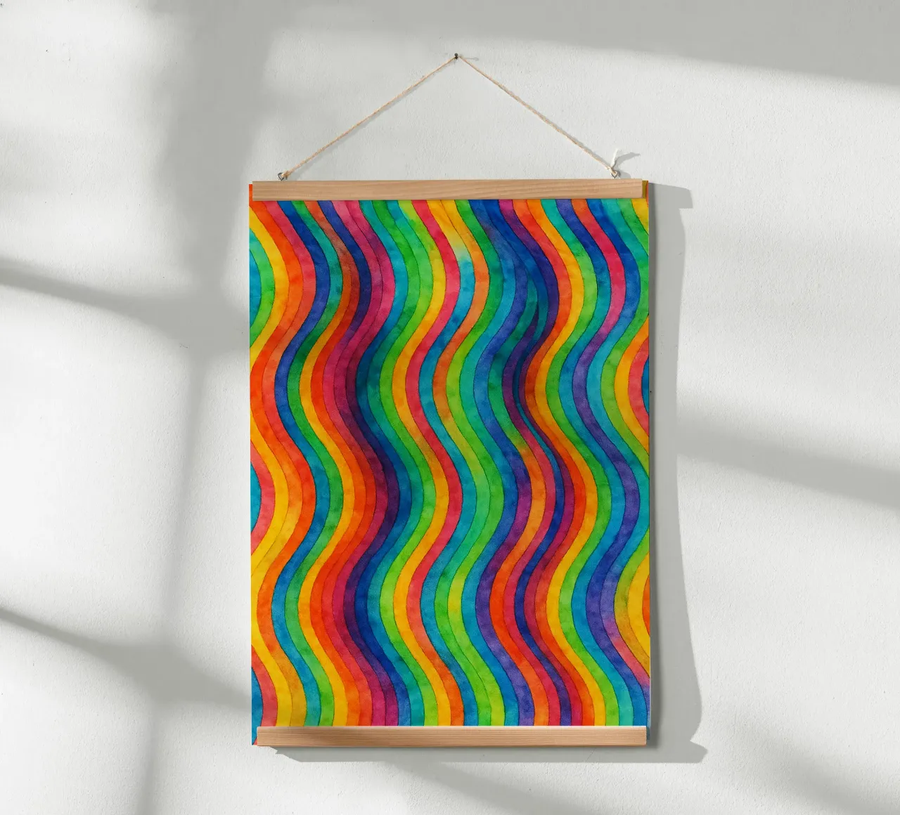 linea d'onda geometrica astratta poster con telaio in legno da arkhanz