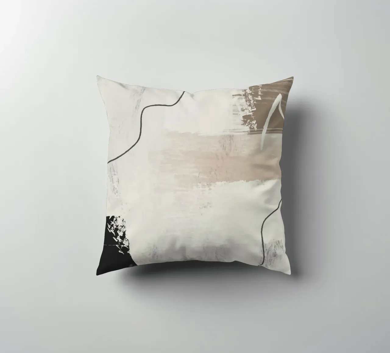 Abstract and modern artwork with brushstrokes in earth tones cuscino da Imaginative