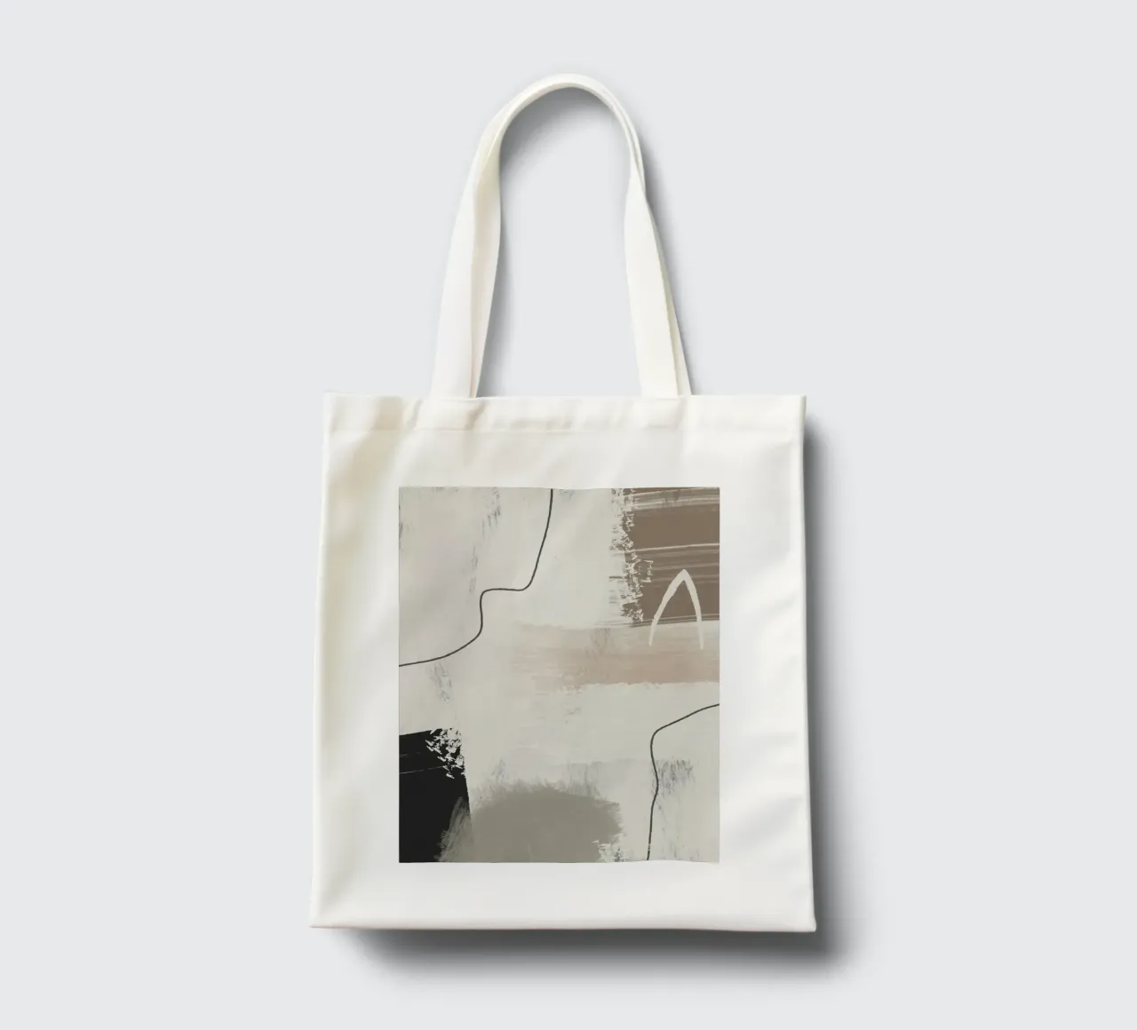 Abstract and modern artwork with brushstrokes in earth tones borsa in juta da Imaginative