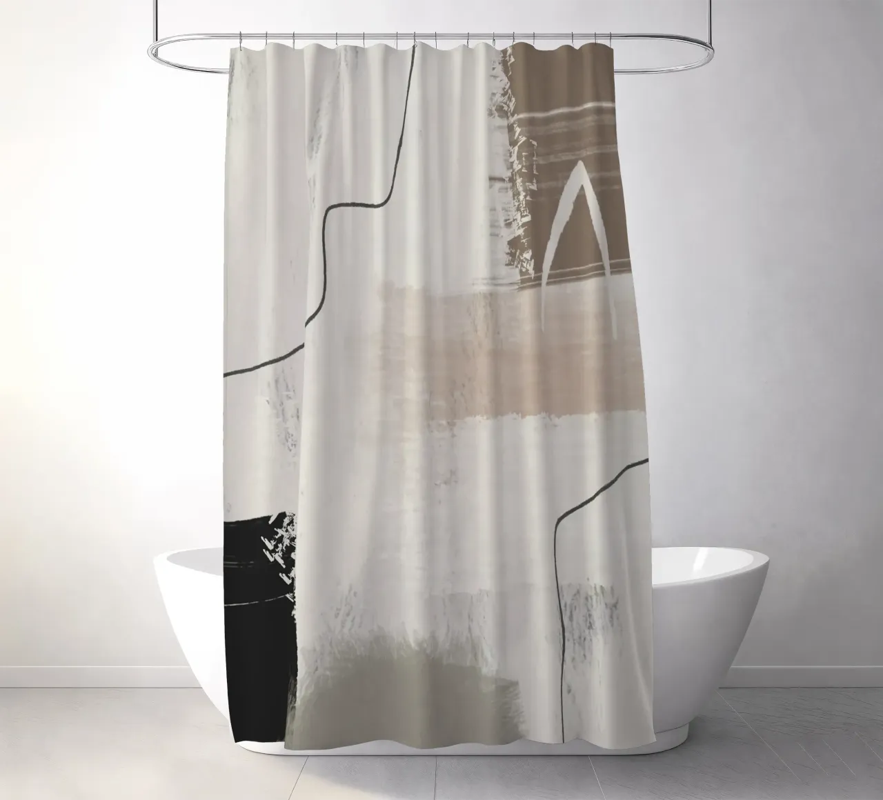 Abstract and modern artwork with brushstrokes in earth tones tenda da doccia da Imaginative