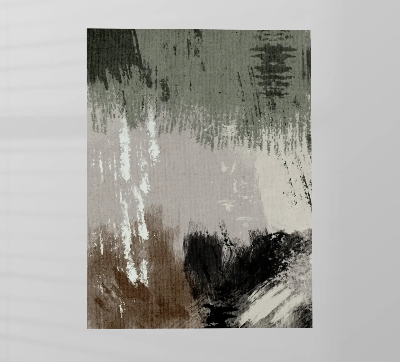 Abstract artwork with brushstrokes in beige, green, brown pellicola backlit da Imaginative