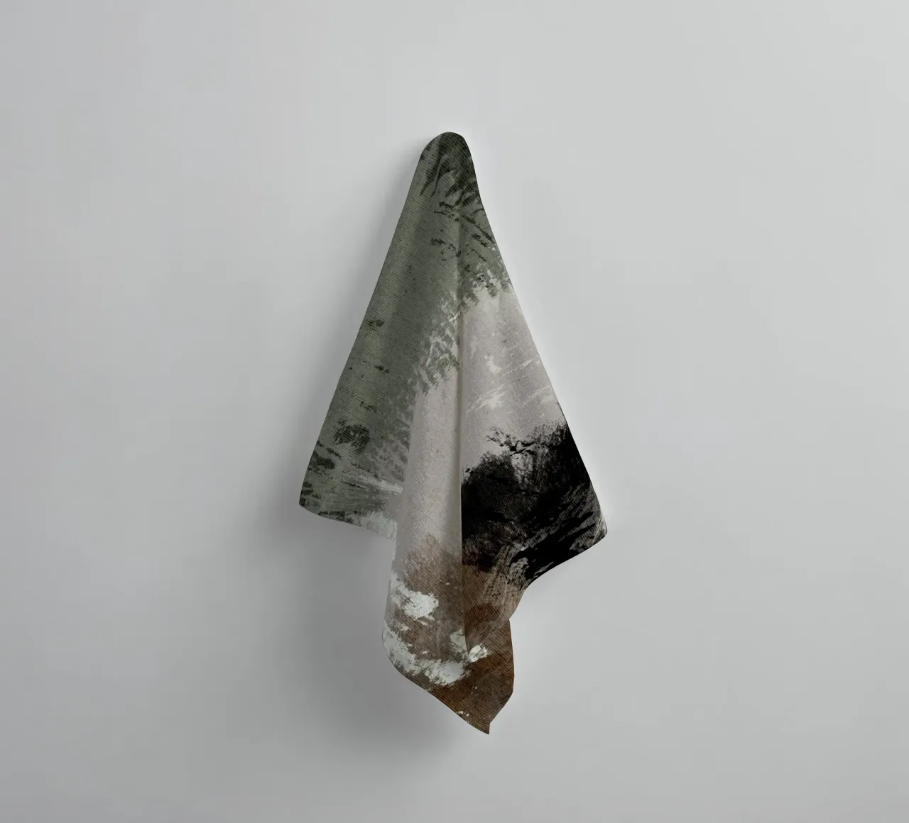Abstract artwork with brushstrokes in beige, green, brown asciugamano da bagno da Imaginative