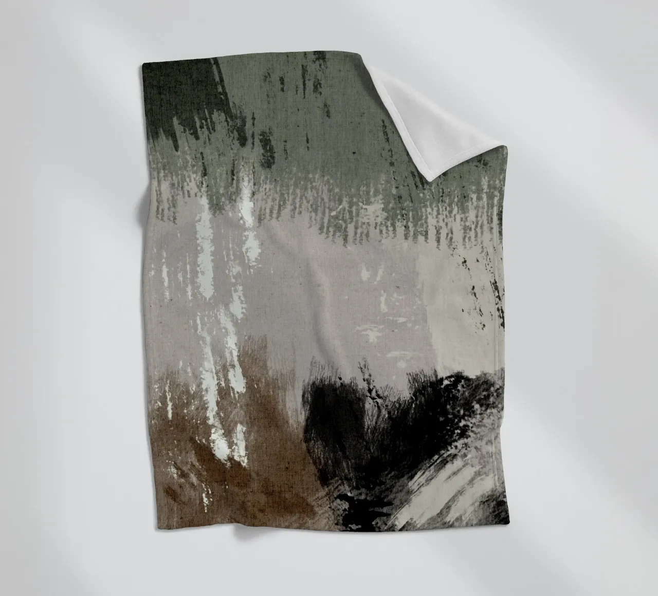 Abstract artwork with brushstrokes in beige, green, brown coperta in pile da Imaginative