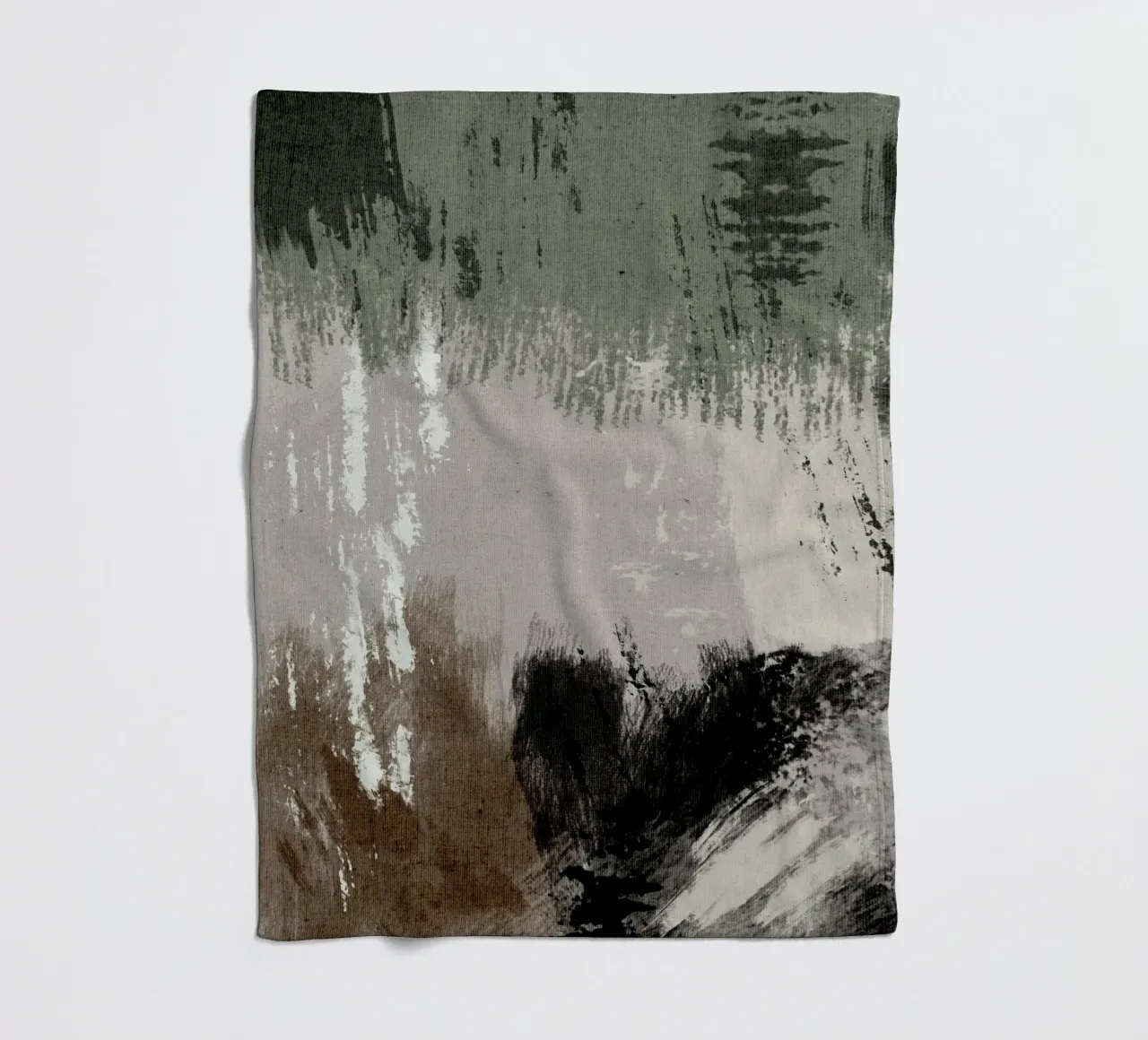 Abstract artwork with brushstrokes in beige, green, brown coperta in pile da Imaginative