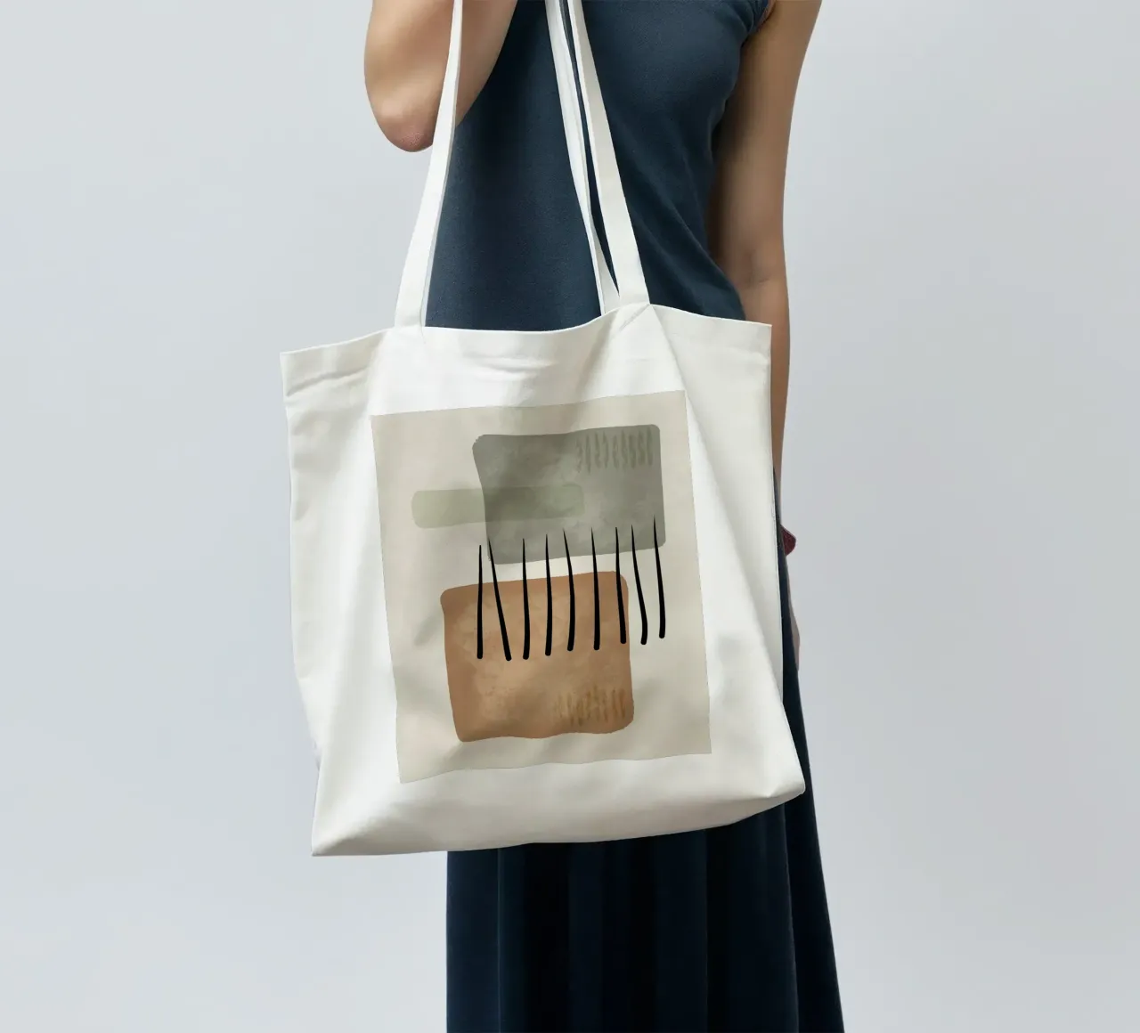 Modern abstract organic shapes and lines in earth tones borsa in juta da Imaginative