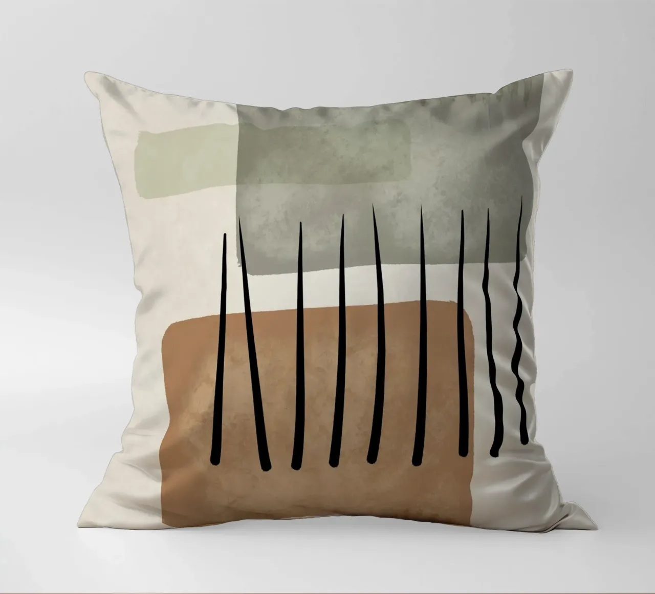 Modern abstract organic shapes and lines in earth tones cuscino da Imaginative