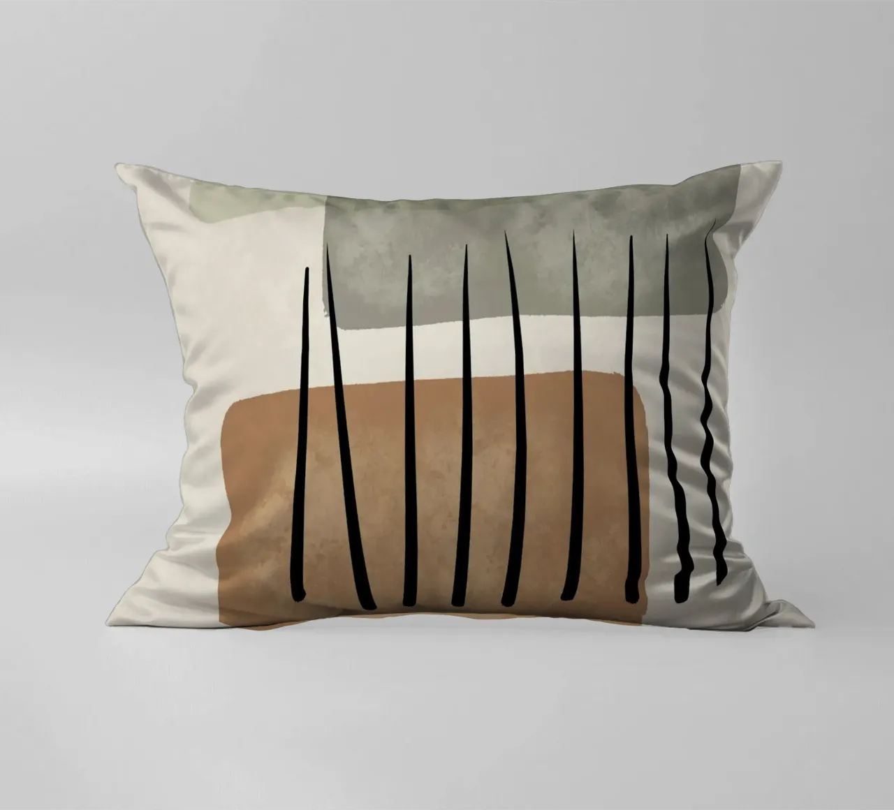 Modern abstract organic shapes and lines in earth tones cuscino da Imaginative