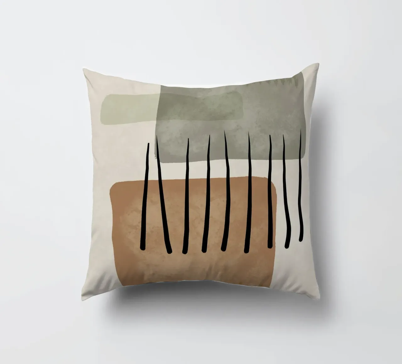 Modern abstract organic shapes and lines in earth tones cuscino da Imaginative