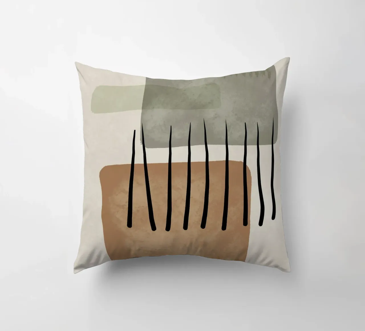 Modern abstract organic shapes and lines in earth tones cuscino da Imaginative