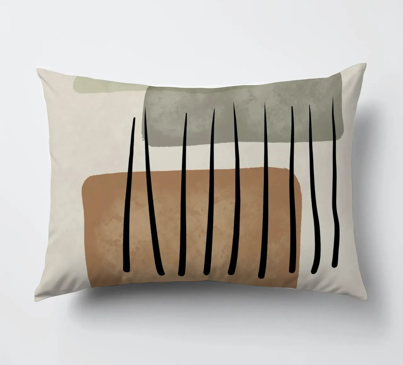 Modern abstract organic shapes and lines in earth tones cuscino da Imaginative