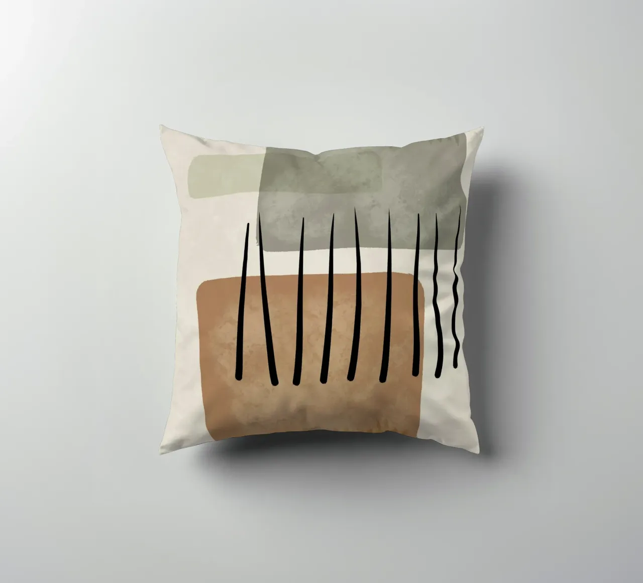 Modern abstract organic shapes and lines in earth tones cuscino da Imaginative