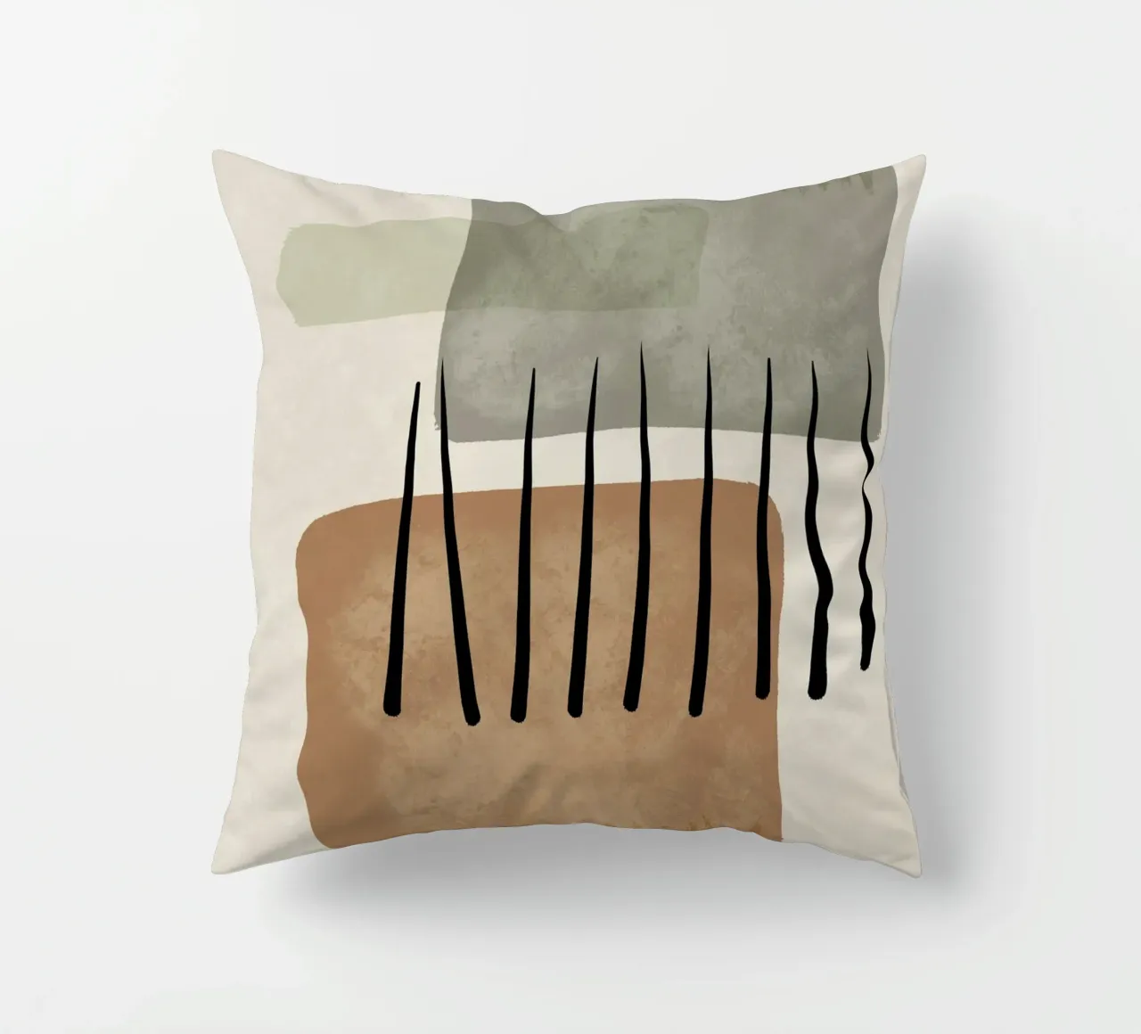 Modern abstract organic shapes and lines in earth tones cuscino da Imaginative