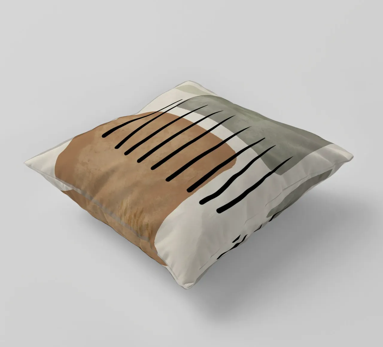 Modern abstract organic shapes and lines in earth tones cuscino da Imaginative