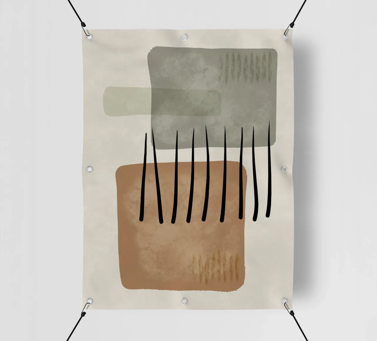 Modern abstract organic shapes and lines in earth tones telo in pvc da Imaginative