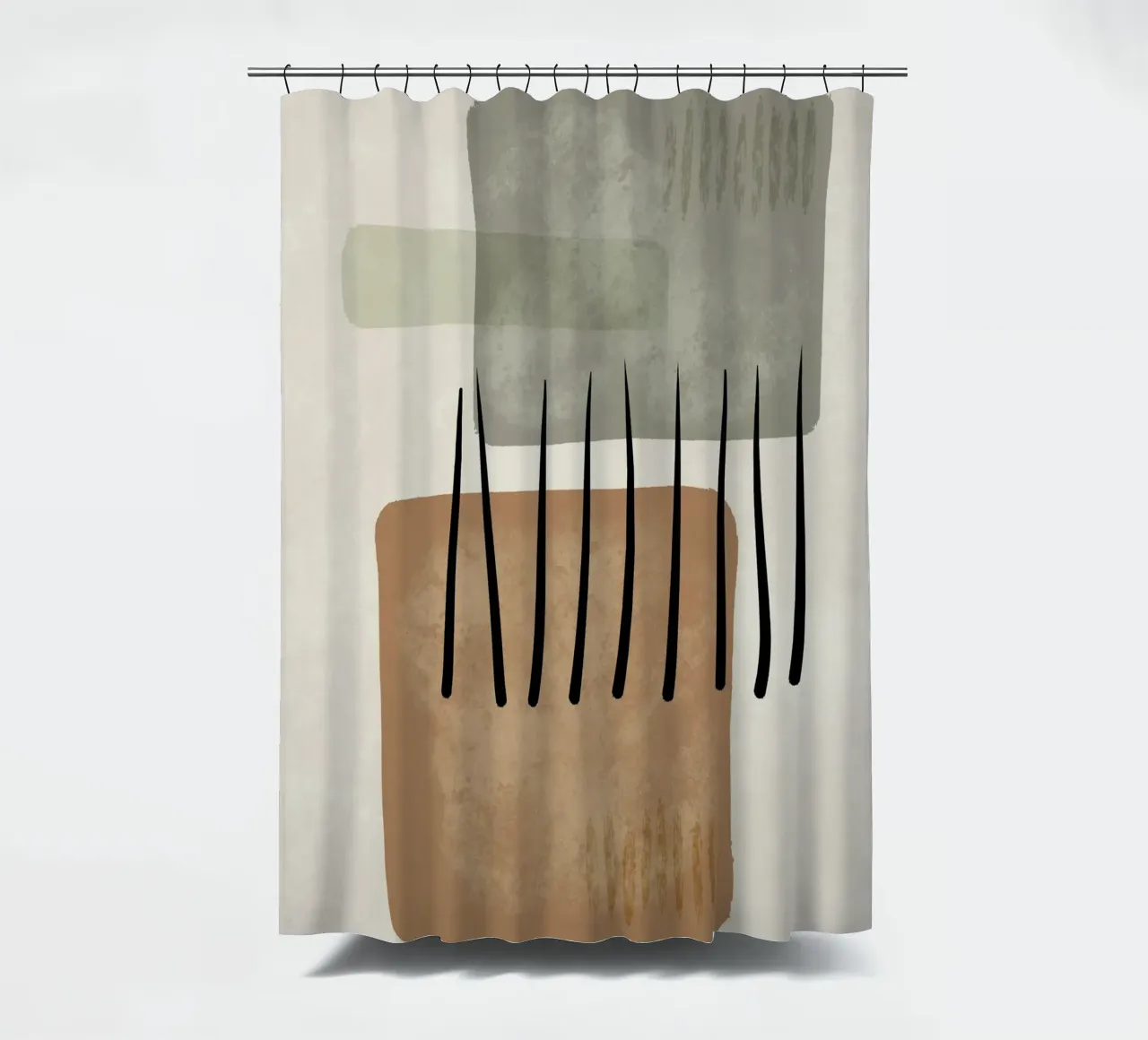 Modern abstract organic shapes and lines in earth tones tenda da doccia da Imaginative