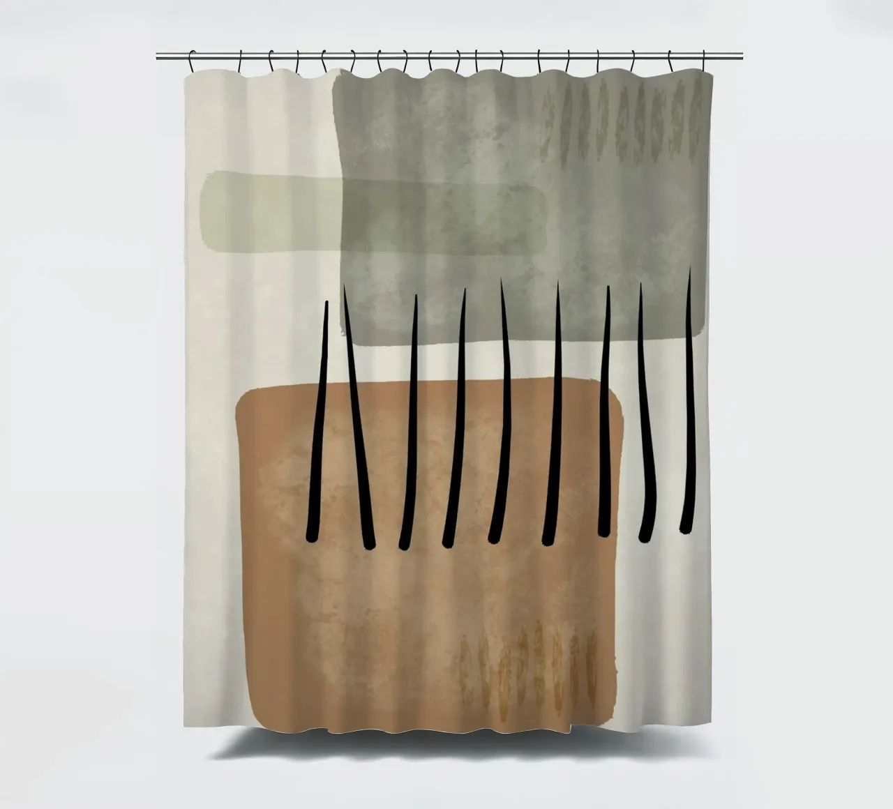 Modern abstract organic shapes and lines in earth tones tenda da doccia da Imaginative