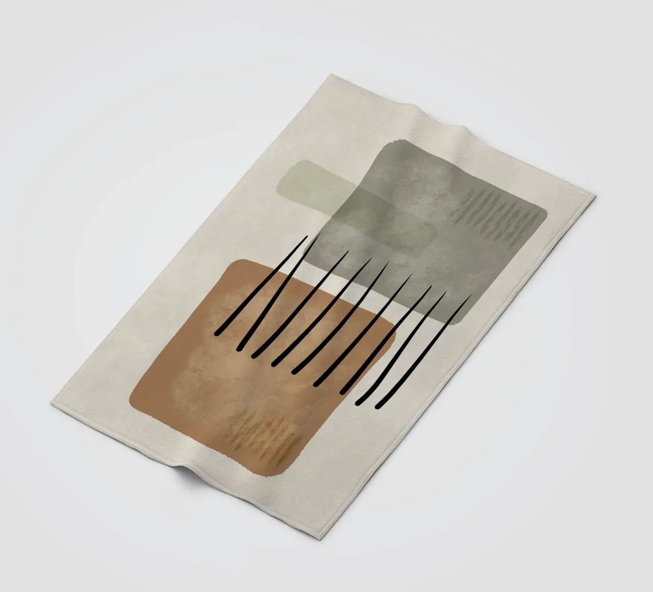 Modern abstract organic shapes and lines in earth tones coperta in pile da Imaginative