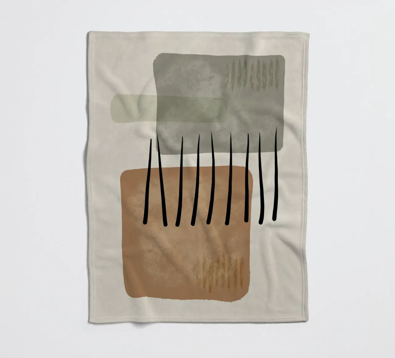 Modern abstract organic shapes and lines in earth tones coperta in pile da Imaginative