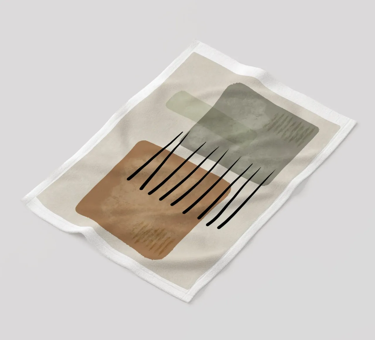 Modern abstract organic shapes and lines in earth tones coperta in pile da Imaginative