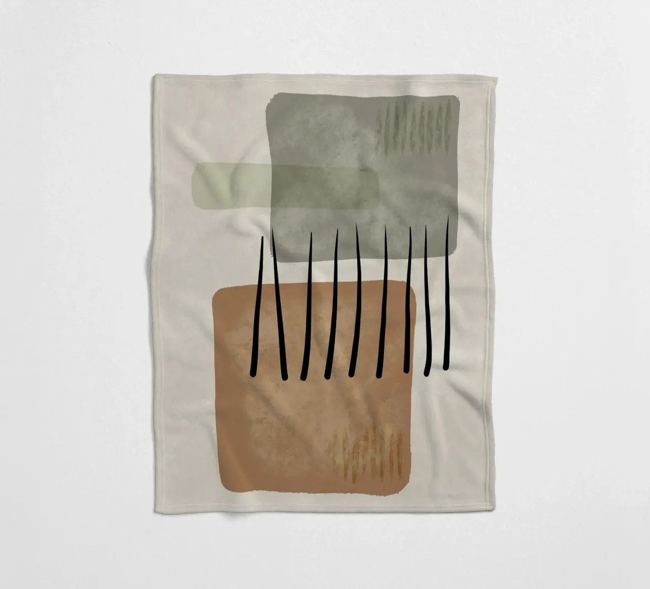 Modern abstract organic shapes and lines in earth tones coperta in pile da Imaginative