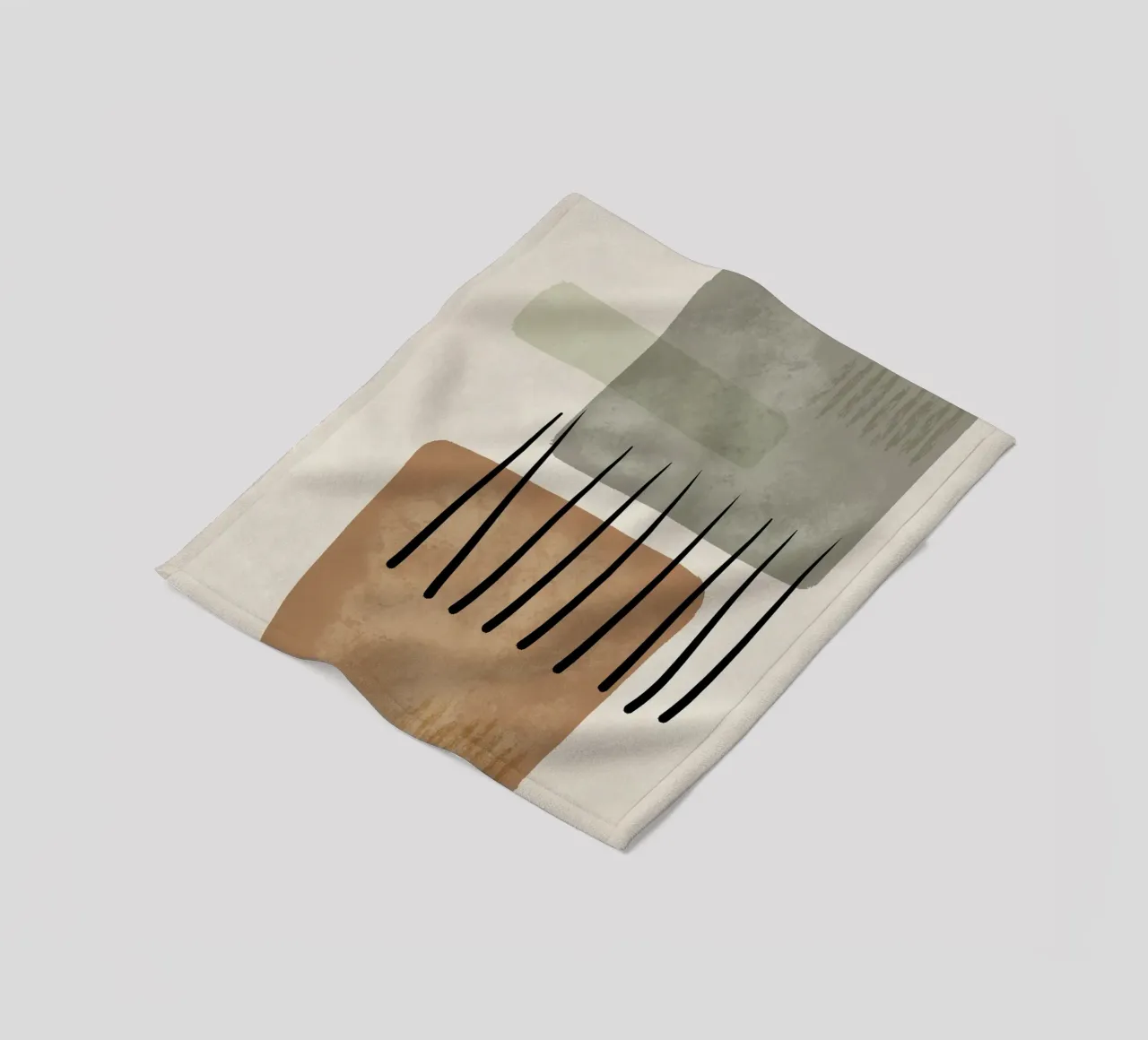 Modern abstract organic shapes and lines in earth tones coperta in pile da Imaginative
