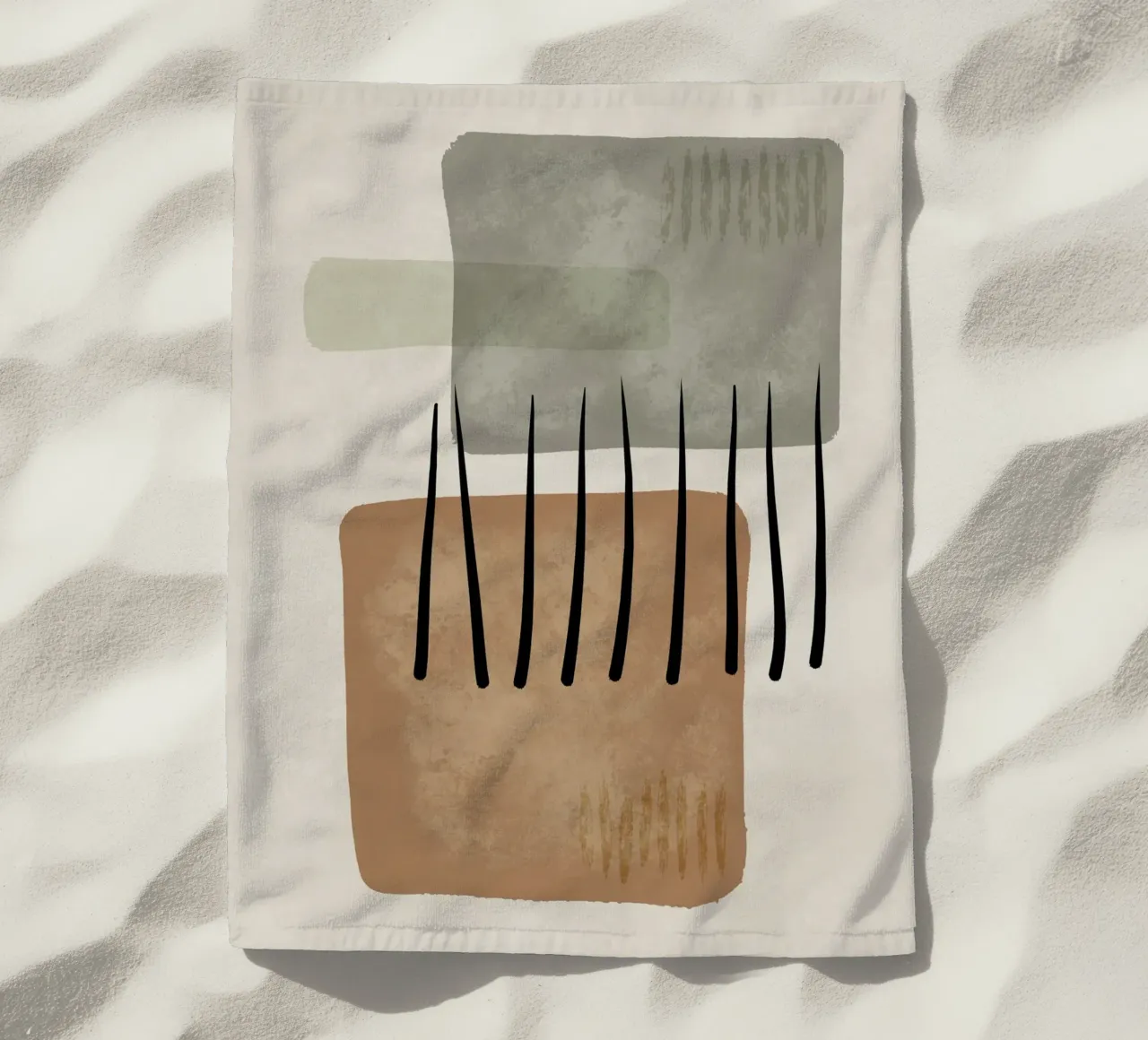 Modern abstract organic shapes and lines in earth tones telo mare da Imaginative