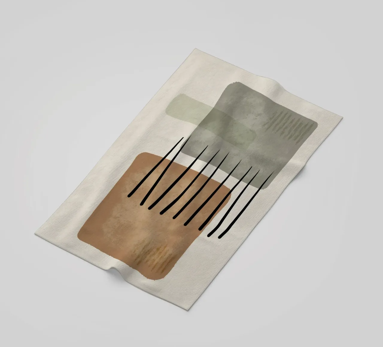 Modern abstract organic shapes and lines in earth tones telo mare da Imaginative