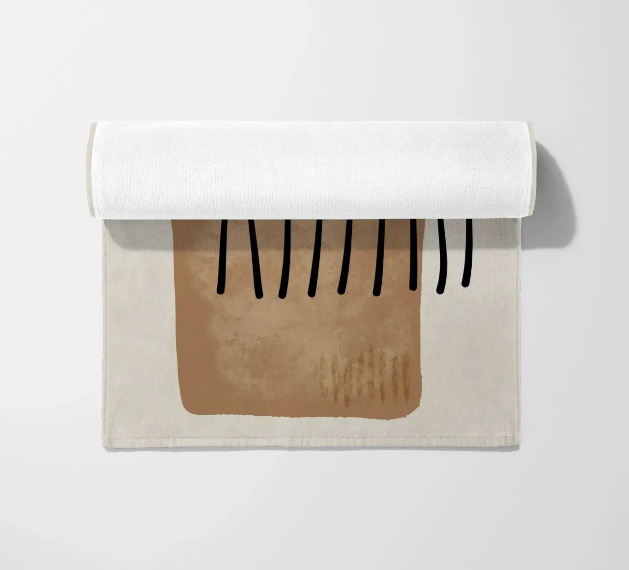 Modern abstract organic shapes and lines in earth tones telo mare da Imaginative