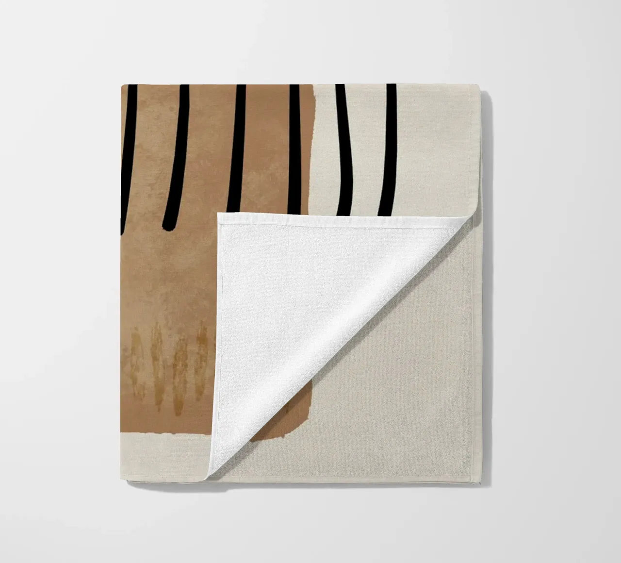 Modern abstract organic shapes and lines in earth tones telo mare da Imaginative
