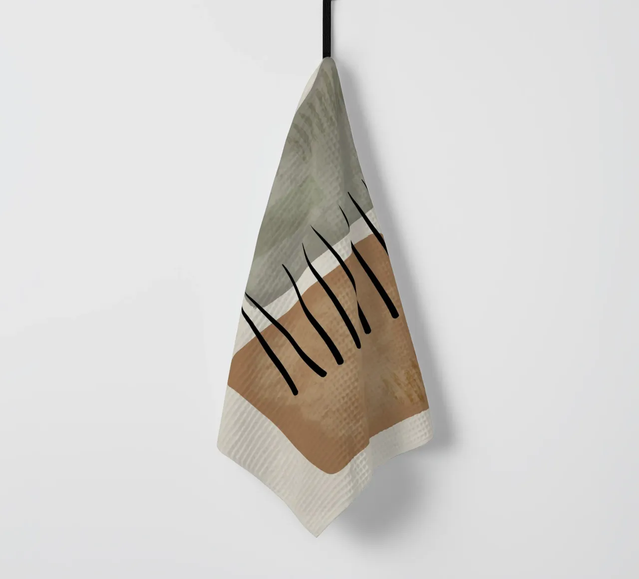Modern abstract organic shapes and lines in earth tones torchon de Imaginative