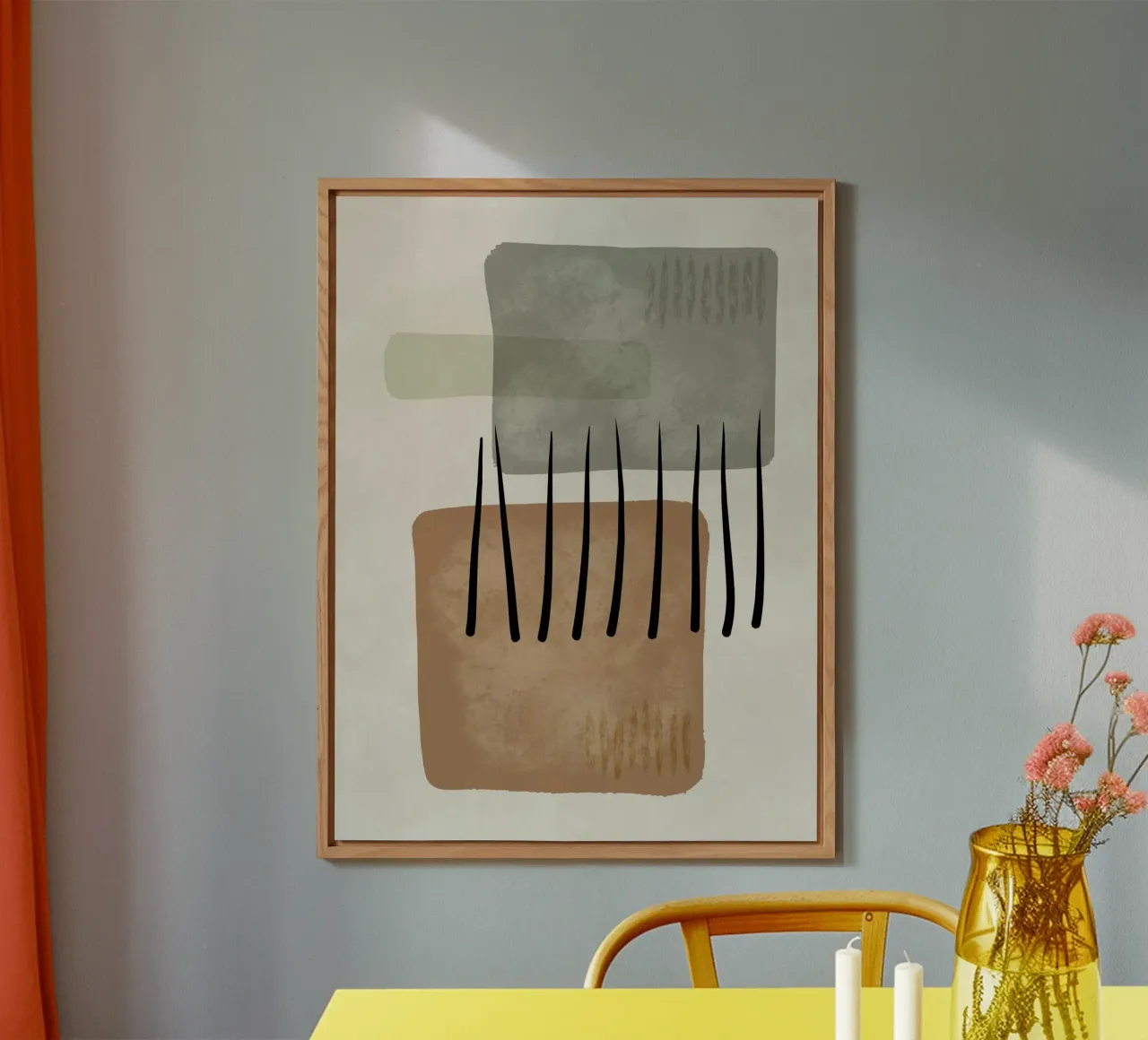 Modern abstract organic shapes and lines in earth tones pannello forex da Imaginative