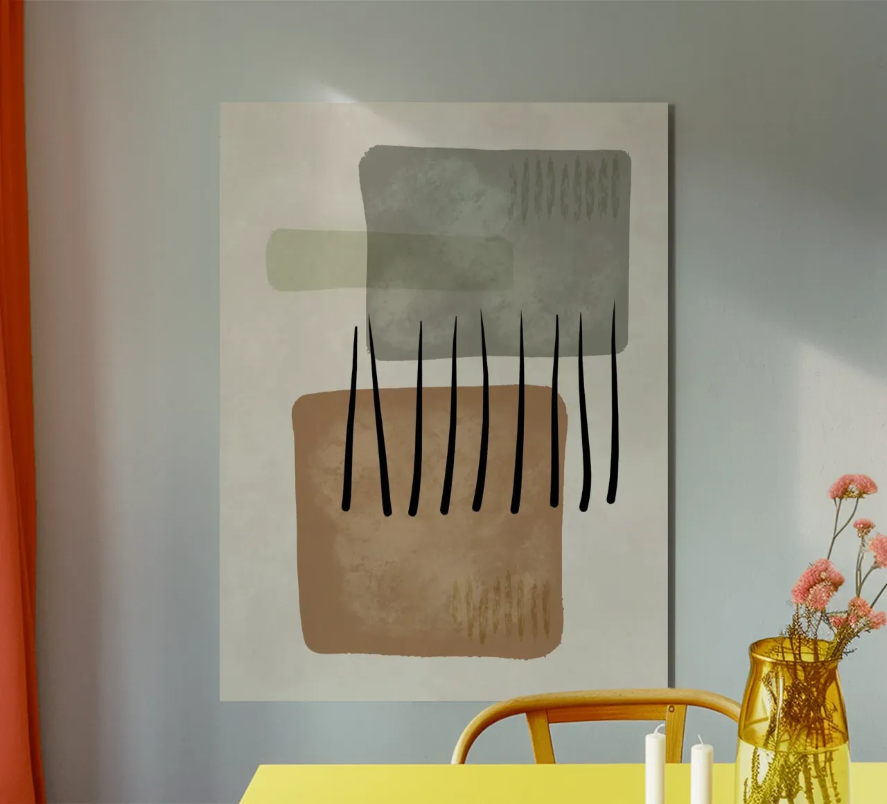 Modern abstract organic shapes and lines in earth tones pannello forex da Imaginative