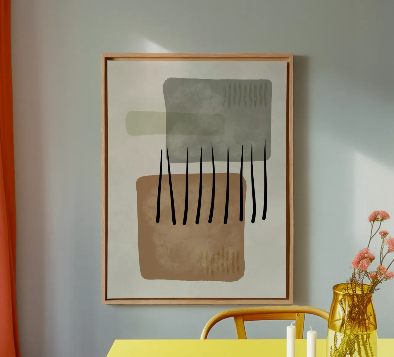 Modern abstract organic shapes and lines in earth tones tela da Imaginative