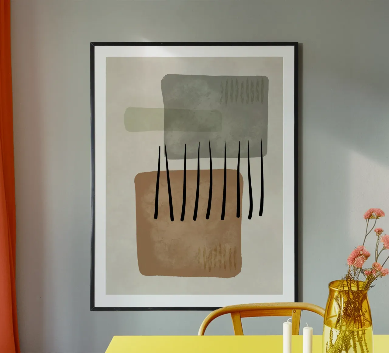 Modern abstract organic shapes and lines in earth tones poster da Imaginative