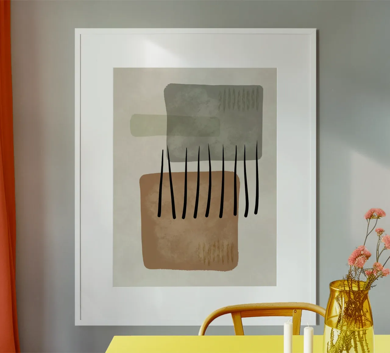 Modern abstract organic shapes and lines in earth tones poster da Imaginative
