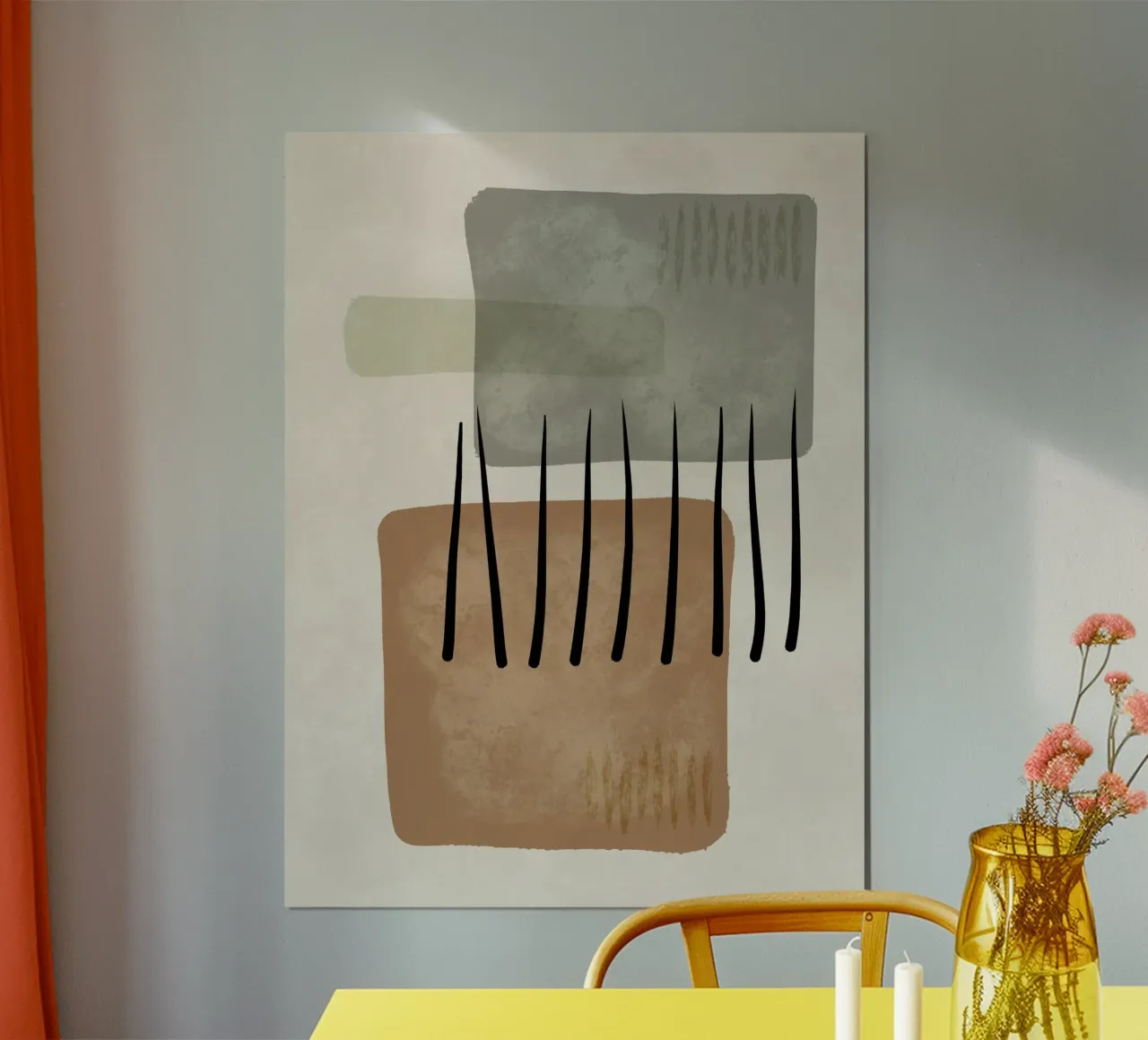 Modern abstract organic shapes and lines in earth tones poster da Imaginative