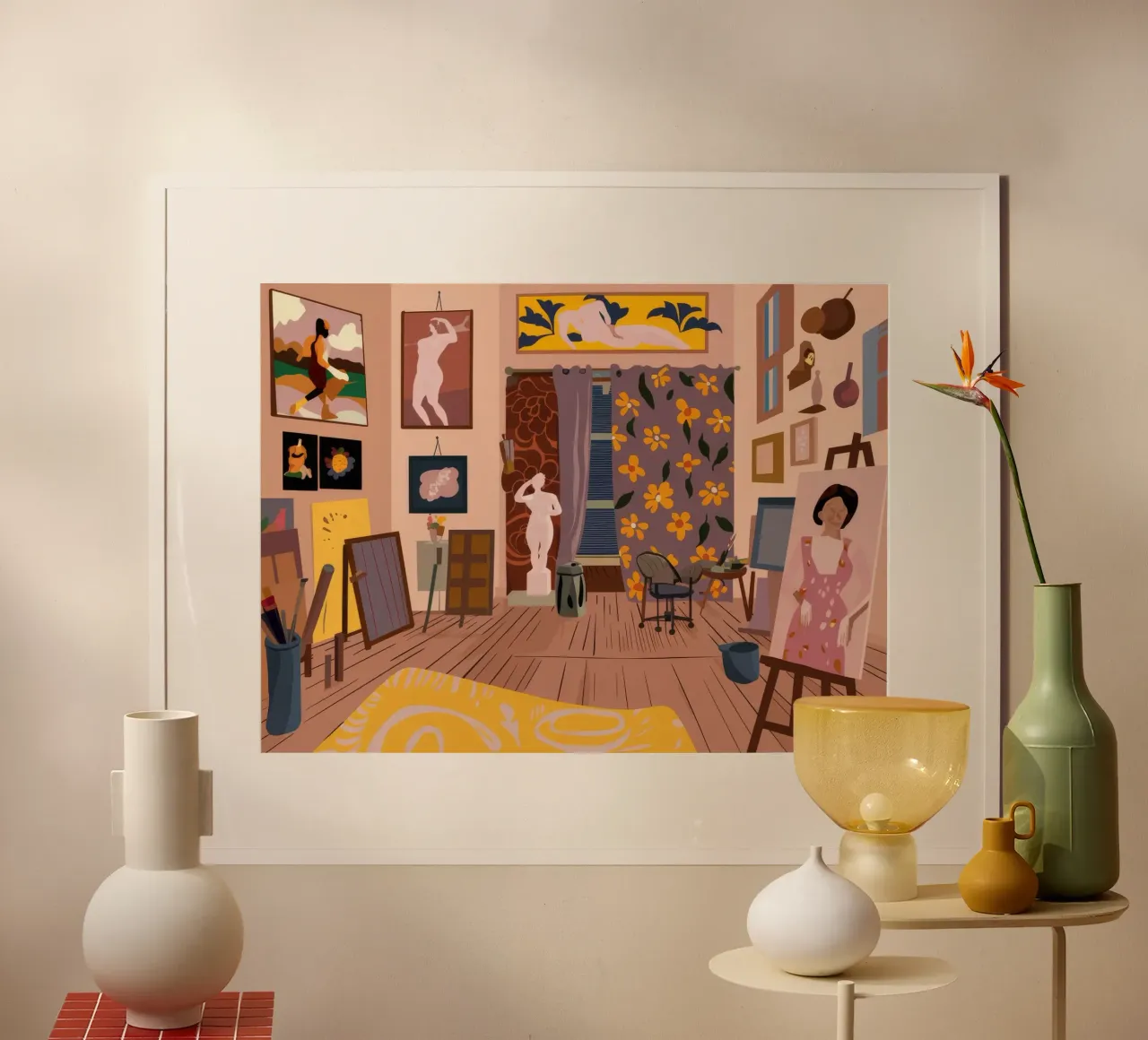 La vita in studio dell'artista poster con telaio in plastica da Tiga Bersama