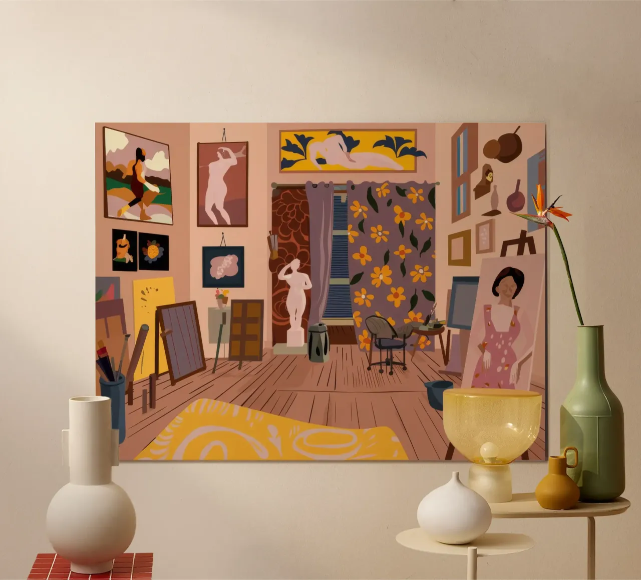 La vita in studio dell'artista poster con telaio in plastica da Tiga Bersama