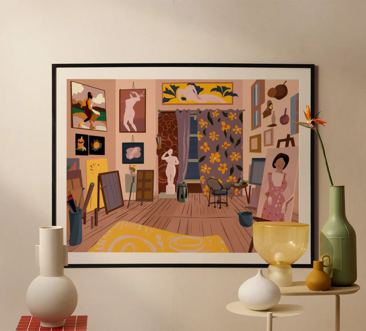 La vita in studio dell'artista poster con telaio in plastica da Tiga Bersama